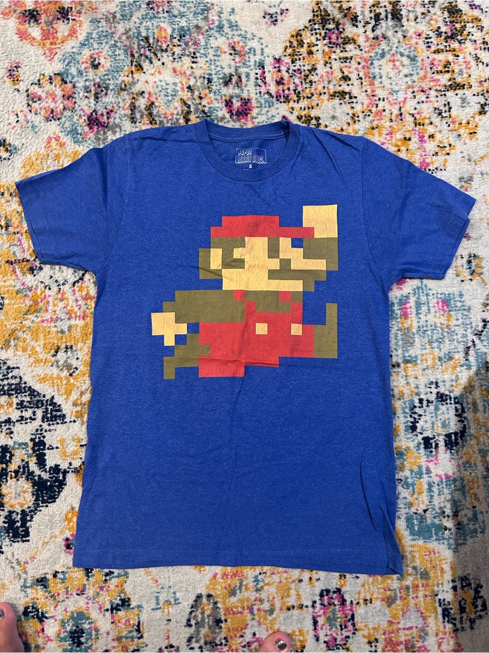 Retro Pixel Character Graphic Tee - Blue